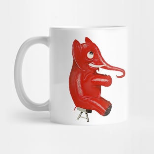 Red elephant sitting on a stool Mug